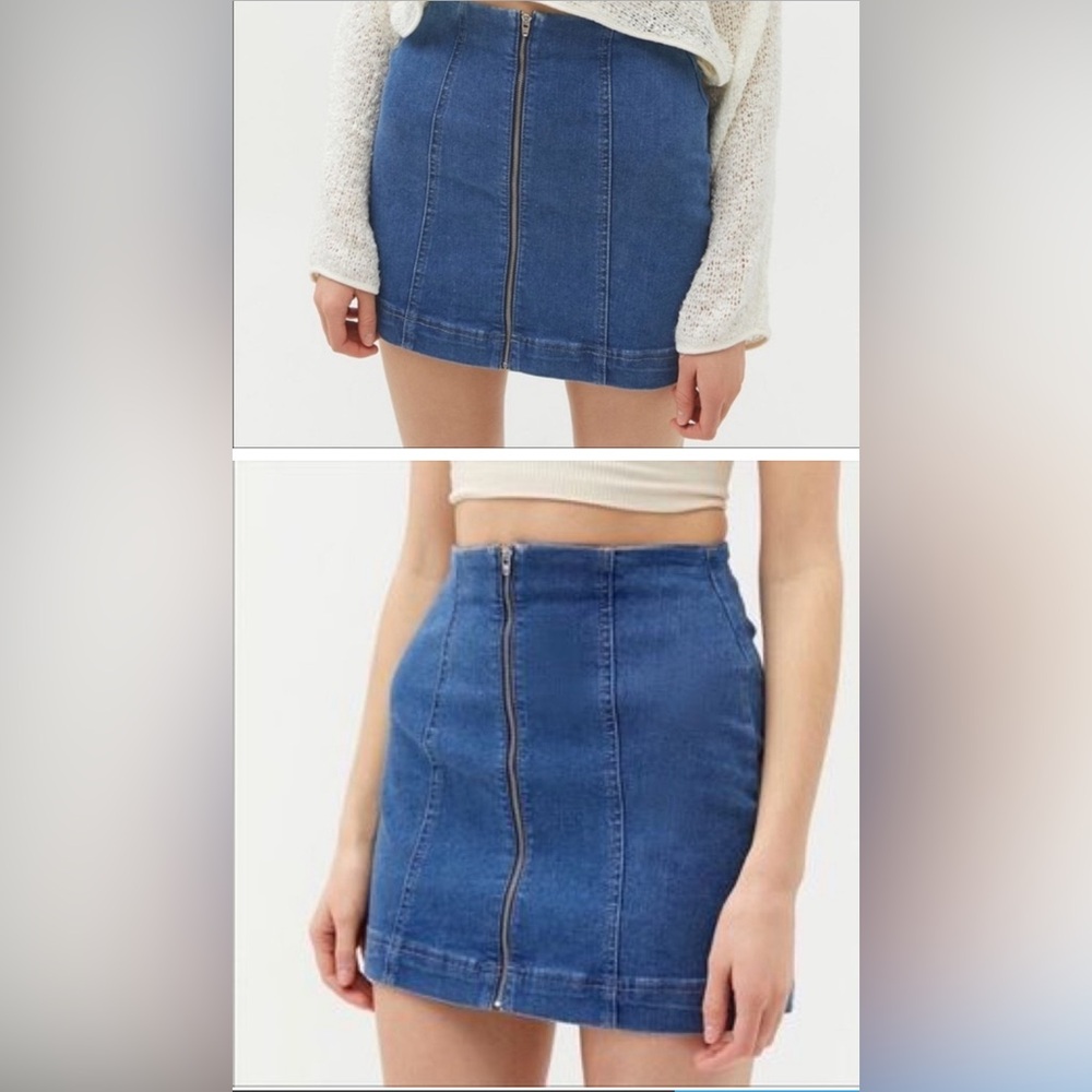 BDG urban outfitters blue jeans zip up mini skirt